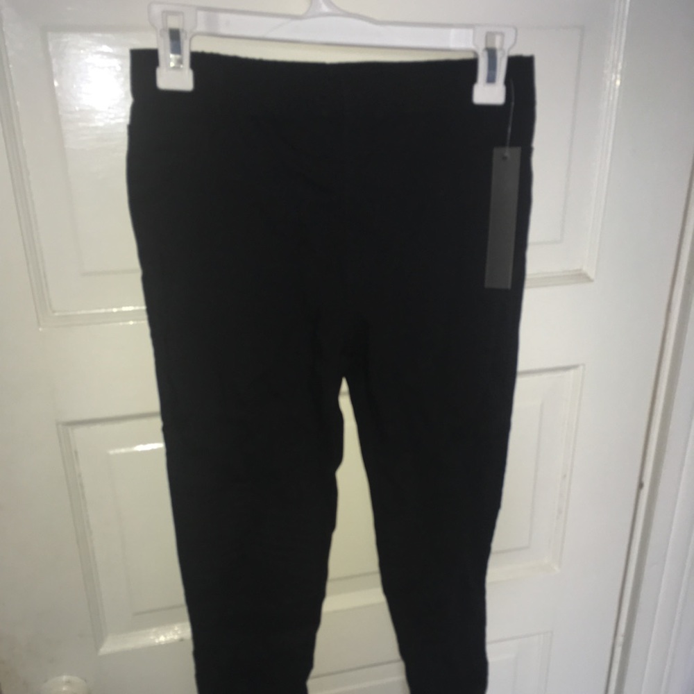 Black moto twill leggings with zipper detail